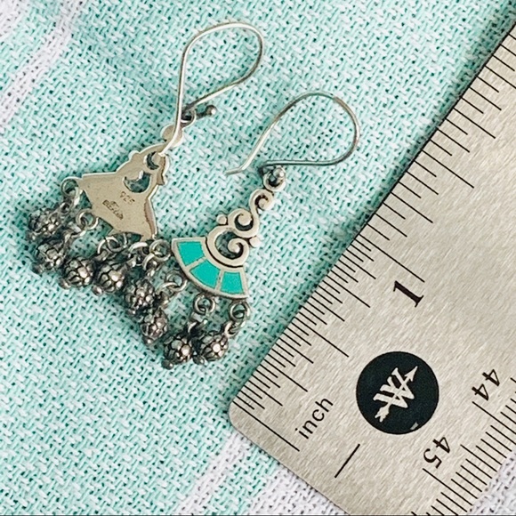 ๐HP๐๐๐925 Turquoise Enamel Earrings - Picture 4 of 4